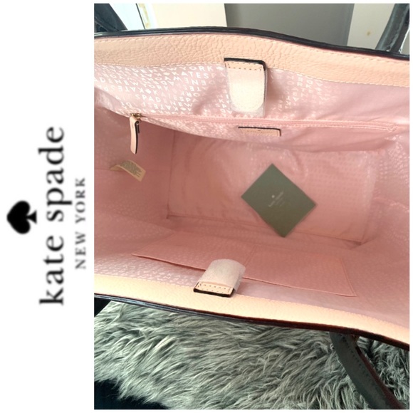 NWT Kate Spade genuine leather tote blush black - Picture 6 of 10